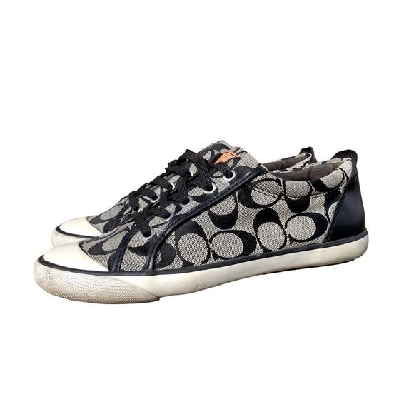 Coach Barrett women’s size 8 1/2 sneakers Grey Signature Canvas Shoes - Picture 6 of 12